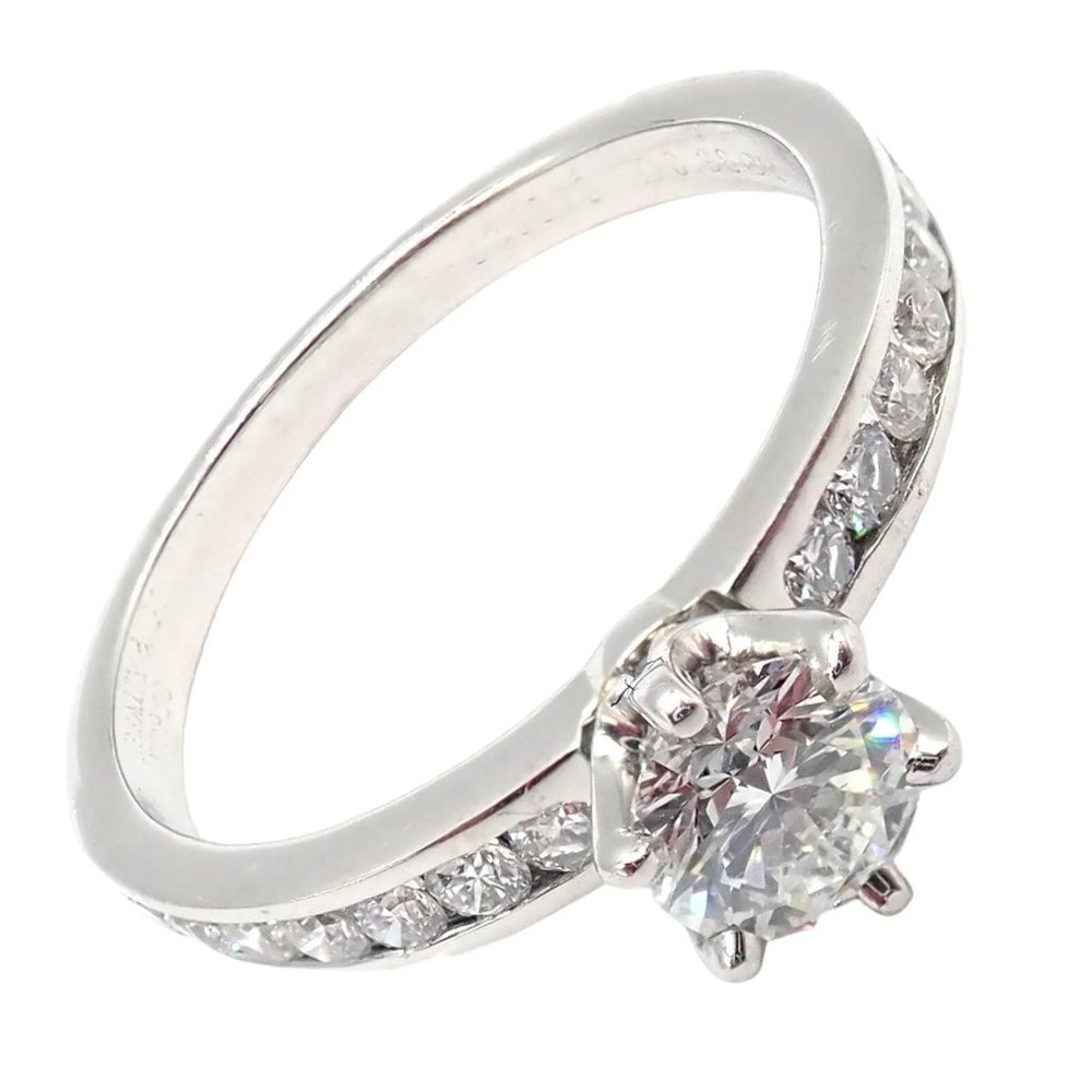 Authentic Tiffany & Co. Platinum 0.59ctw Diamond Engagement Ring sz 5.25